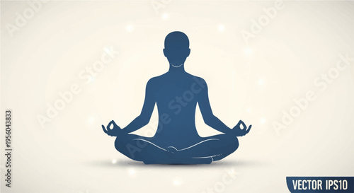 Vector silhouette of a meditating person in lotus position