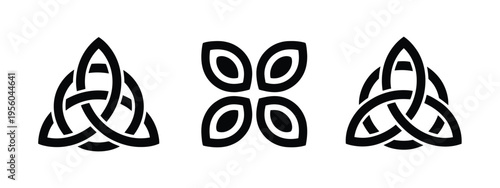 Celtic knots icons traditional ornament black and white vector illustration