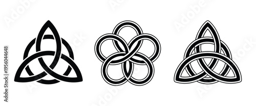 Celtic knots icons intricate traditional decorative patterns flat vector design