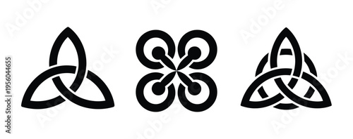 Celtic knots icons heritage ornament elements black white isolated vector