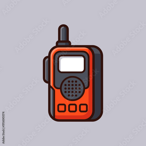 Cute Cartoon Walkie Talkie Icon, Portable Two-Way Radio Device Isolated on Grey Background for Outdoor Adventure, Camping and Communication Design