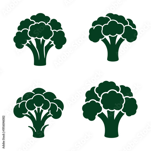 Silhouette vector outline of a broccoli head