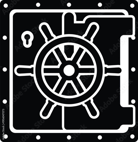 Heavy Bank Vault Door for Financial Security and Protection Silhouette