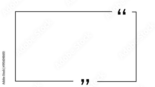  Modern quote frame icon image featuring a clean line border with quotation marks on transparent background. Ideal for testimonials, reviews, social media quotes, Simple and elegant icon.