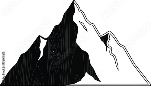 Black and white mountain range illustration Vector