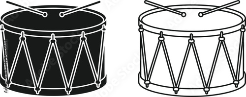 Drums line drawing double bass drumming sticks Vector