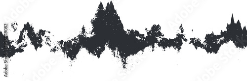 Black ink splatter horizontal banner with rough jagged edges on white background