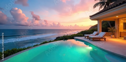 Luxurious villa with private pool and stunning ocean views, perfect for a relaxing getaway Enjoy breathtaking sunsets and ultimate privacy , swimming, landscape