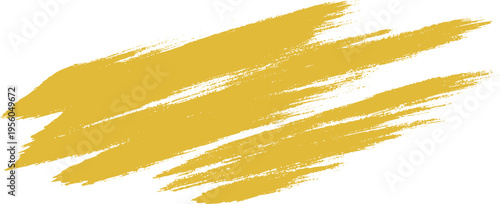 Wide golden yellow paint brush stroke texture on white background