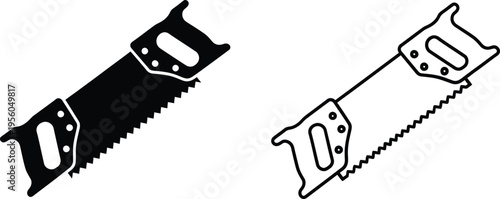 Hand saws black and white illustration Vector