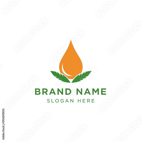 Elegant CBD Oil Drop Logo with Cannabis Leaves for Natural Wellness.