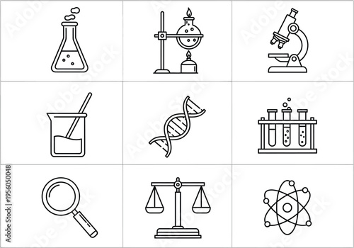 Chemistry and Biology Laboratory Icons