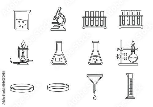 Science Laboratory Equipment Icons Set