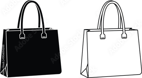 Black and white handbag illustration Vector