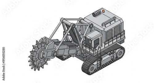 Detailed Trencher Illustration - Heavy Machinery for Excavation.