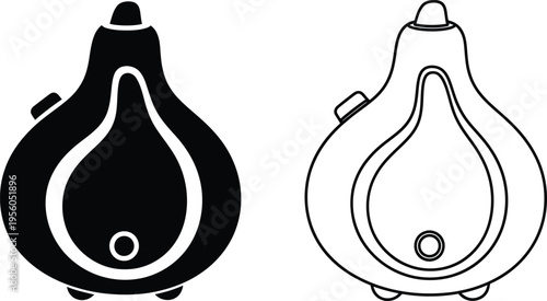 Black and white illustration of two pear shaped objects Vector