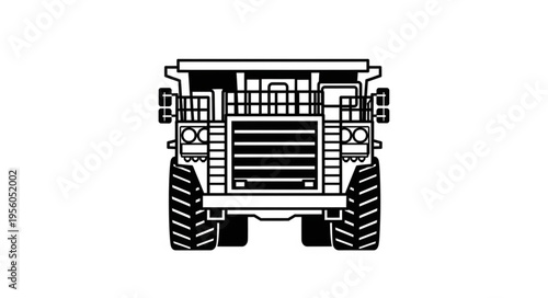 Front View of a Heavy Mining Dump Truck Illustration.