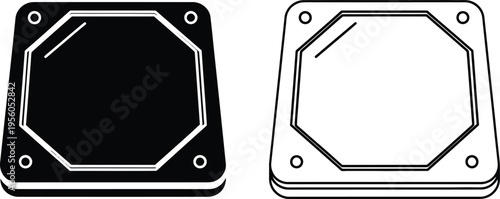 Black and white metal plates with octagonal holes Vector