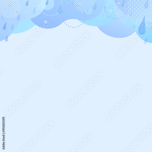 雨と波紋の抽象的な水色背景