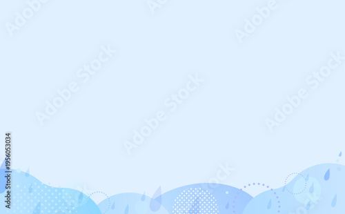 雨と波紋の抽象的な水色背景
