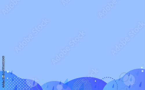 雨と波紋の抽象的な青色背景