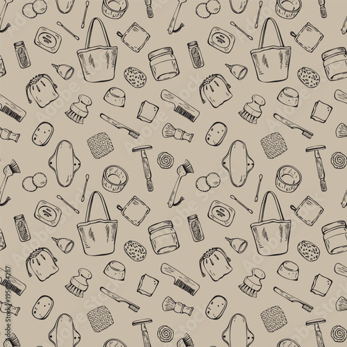 Eco friendly Zero Waste Lifestyle seamless pattern