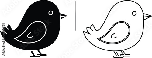 Black and white birds facing each other Vector