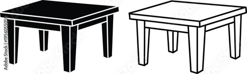 Black and white coffee tables simple line art Vector