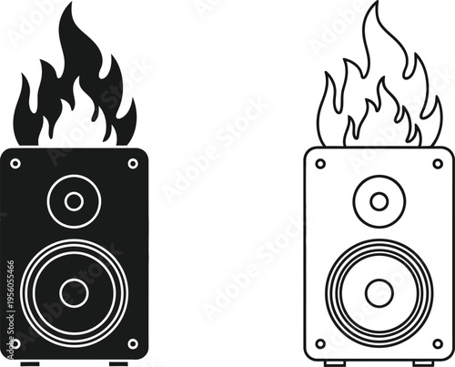 Burning speakers on fire Vector