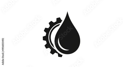 Gear and Oil Drop Symbolizing Industrial Lubrication and Mechanical Processes.