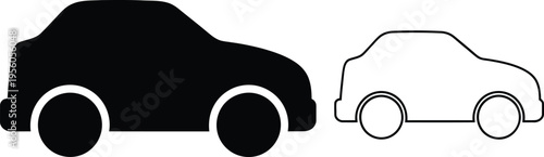 Black and white car silhouettes side by side Vector