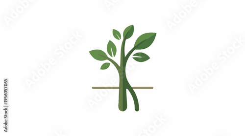 Young Mangrove Sapling Minimalist Flat Vector Icon Illustration