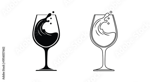 Two wine glasses with liquid splashes a bold striking silhouette