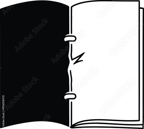 Torn notebook page turning black and white Vector