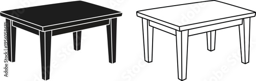 Black and white coffee tables side view Vector