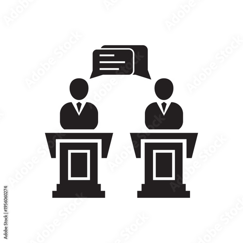 Politic debate icon in flat style. Presidential debates vector illustration on white isolated background. Businessman discussion business concept.