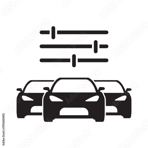Car icon. Car for sale. New car. Used car. Car dealers. Car sell. Vector icon isolated on white background.Car customized configuration concept illustration
