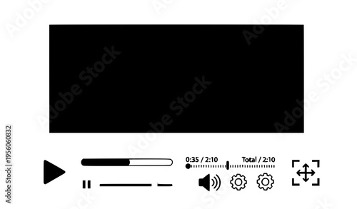media player interface Video Player UI Template Vector Media Interface Design