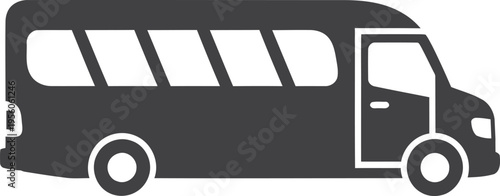 Black silhouette of a bus isolated on transparent background