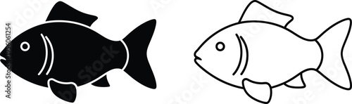 Black and white fish facing each other Vector