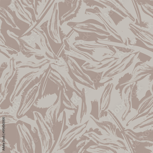 Floral Pattern Design In Taupe And Beige Fashion Textile Print Repeat For Homeware Elegant Surface Design Neutral Palette Botanical Motif Textile Background