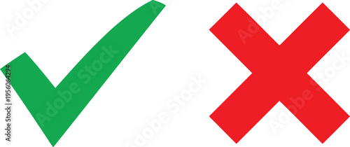 A high contrast graphic featuring a green check mark symbol alongside a bright red cross symbol Vector