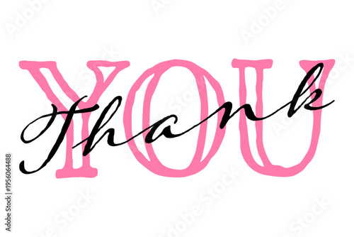 THANK YOU - 手書き風の書体で書いたThank you（ありがとう）の文字（カリグラフィー）
