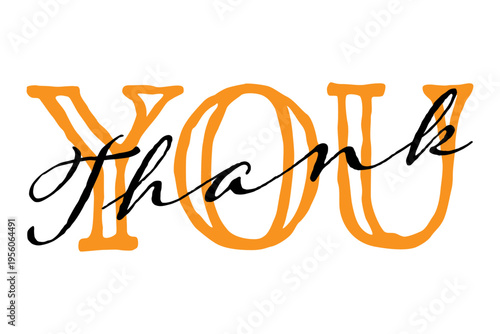 THANK YOU - 手書き風の書体で書いたThank you（ありがとう）の文字（カリグラフィー）
