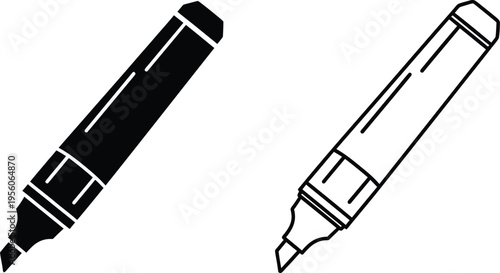 Black and white markers drawing tools Vector