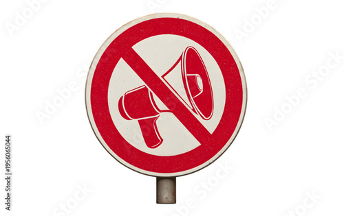 No Loudspeaker Sign Prohibiting Noise isolated on transparent background.