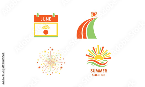 Celebrating the arrival of summer solstice with vibrant visuals and symbols