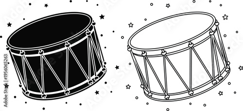 Drums and music symbols Vector