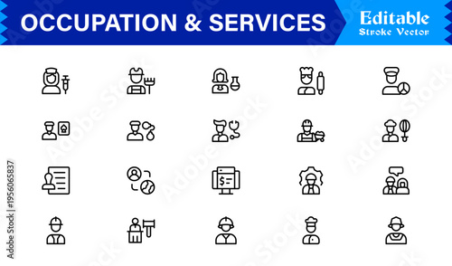 Discover our Professional Occupation and Services line icon set, a modern and minimal collection for any business needs.