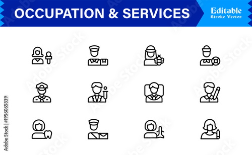 Discover our Professional Occupation and Services line icon set, a modern and minimal collection for any business needs.